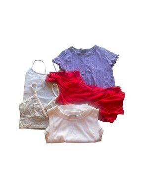 5‑Piece Crop Top & Tee Bundle – Forever 21, Solid Basics, Casual Fit